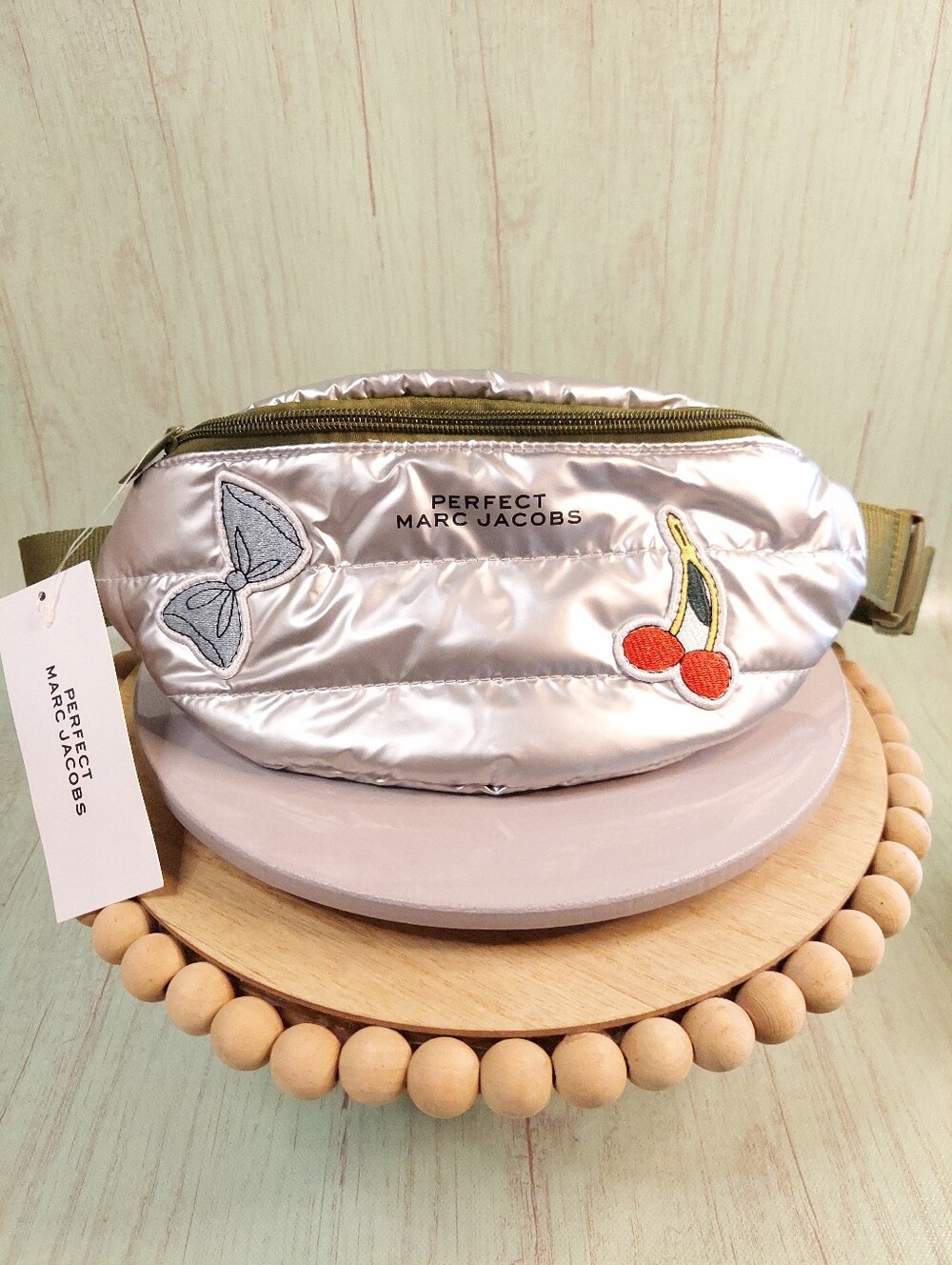 Perfect Marc Jacobs BeautySilver Metallic  with Embroidered Patches Fanny Pack